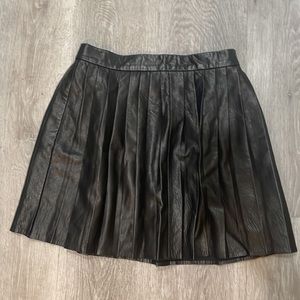 Rebecca Minkoff Leather Pleated Mini Skirt